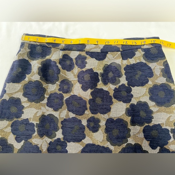 SAM EDELMAN Navy and gold floral jacquard mini skirt size 10. - Picture 10 of 11